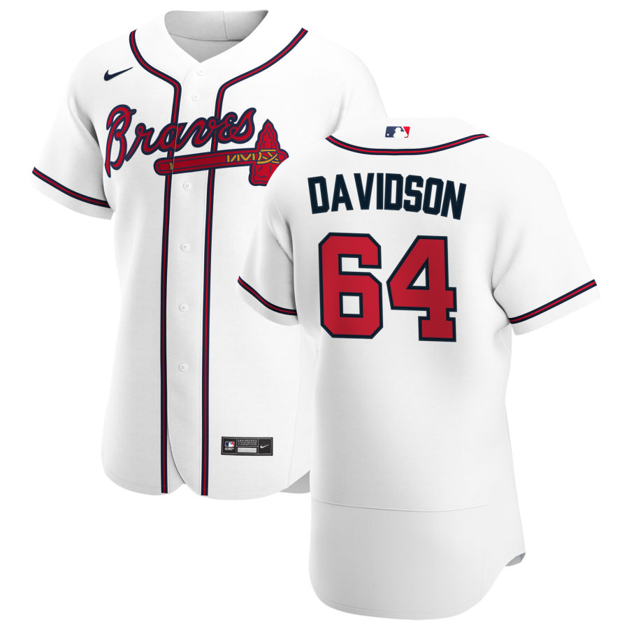 Atlanta Braves #64 Tucker Davidson Men Nike White Home 2020 Authentic Player MLB Jersey